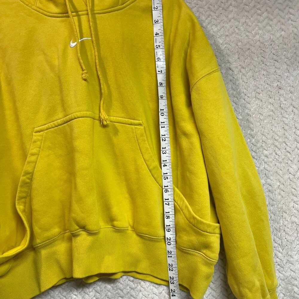 Nike Center Swoosh Yellow Oversized‎ Boxy Pullover Hoodie Streetwear Small